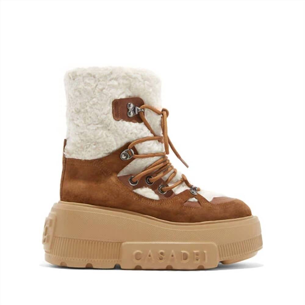 NEW CASADEI women's nexus skipass faux fur boot in tan